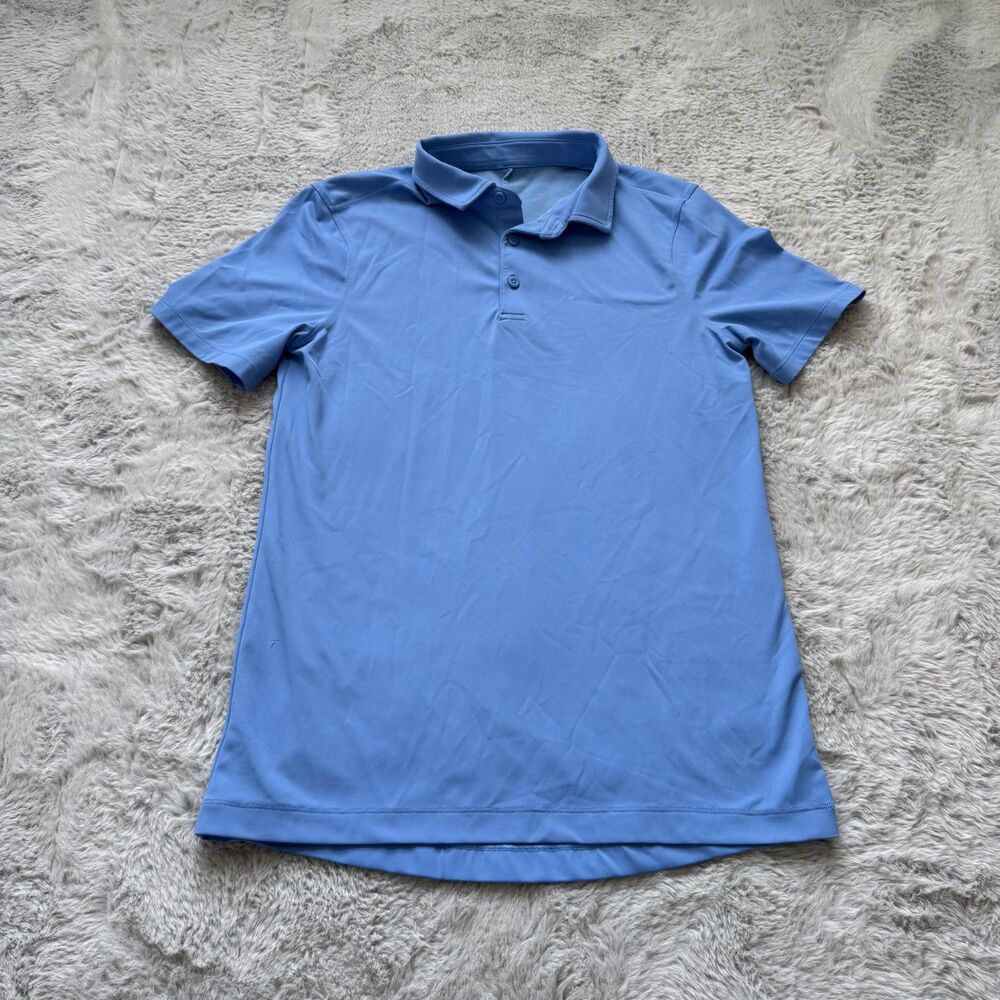 LULULEMON MENS GOLF POLO LIGHT BLUE SMALL